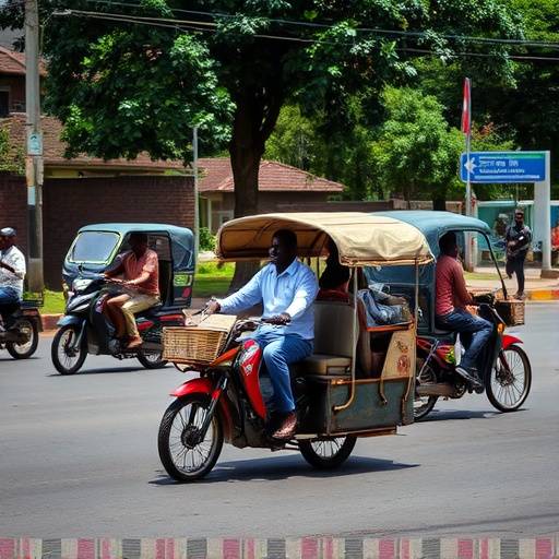 A Boda-boda (motorcycle taxi) in Kampala, Uganda