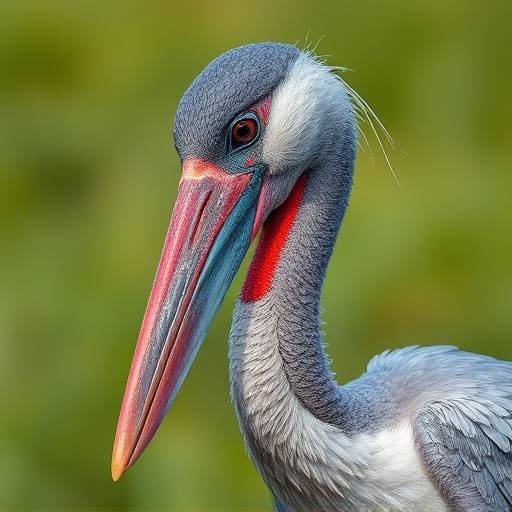 A colorful shoebill stork in Mabamba Swamp, Uganda