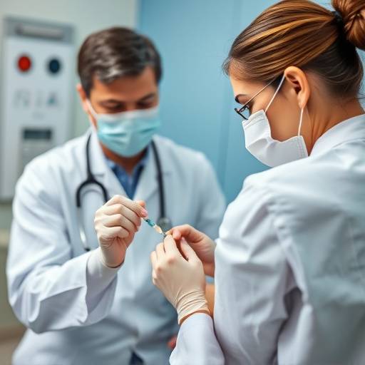 A doctor administering a vaccination