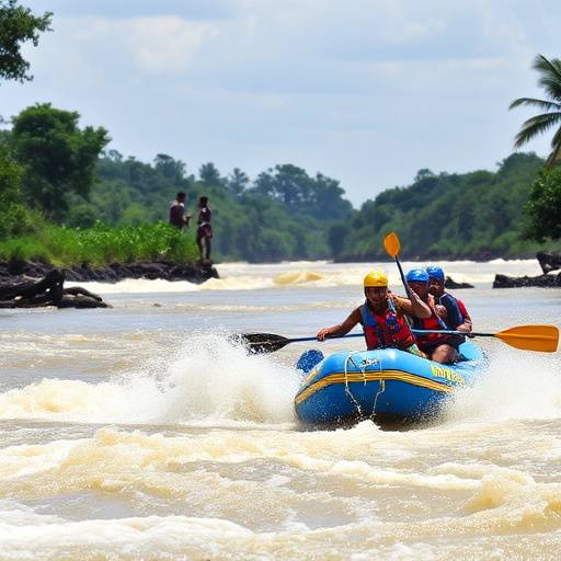White water rafting on the Nile River near Jinja, Uganda